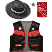 Finidi COWBOY (liivi, hattu, bandana, seriffintähti)