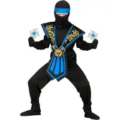 Widmann Taistelu Ninja Sininen Lasten Naamiaisasu - Medium