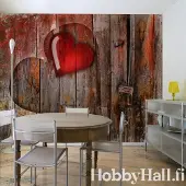 Artgeist Valokuvatapetti - Sydän puinen tausta 250x193 cm