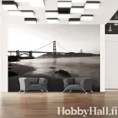 Artgeist San Francisco: Golden Gate Bridge mustavalkoisena fototapetti