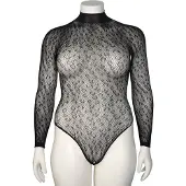 Nortie Oda Plus Size Musta Leopardikuvioinen Haaraton Body - Black - Plus size