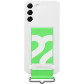 Samsung Galaxy S22+ Silicone Cover Strap suojakuori, valkoinen