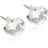 Blomdahl Silver Titanium Tiffany CZ White 7 mm