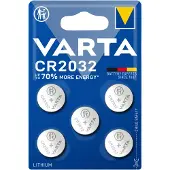 Varta 06032, Kertakäyttöinen akku, CR2032, Litium, 3 V, 5 kpl, 230 mAh (6032101415)