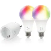 Deltaco Starterkit, 2x RGB LED Älylamppu E27 + 1 Smart Plug