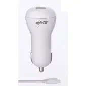 Gear Laddare 12-24V 1xUSB 1A Vit MicroUSB Kabel Rund 1m