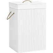 vidaXL Bambu pyykkikori 2 osiota valkoinen 72 l