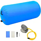 vidaXL Täytettävä voimistelurulla pumpulla 120x90 cm PVC sininen