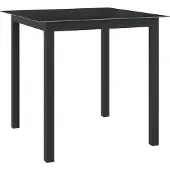 vidaXL Puutarhapöytä musta 80x80x74 cm alumiini ja lasi