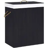 vidaXL Bambu pyykkikori 2 osiota musta 100 l