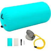 vidaXL Täytettävä voimistelurulla pumpulla 120x75 cm PVC vihreä