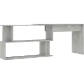 vidaXL Kulmapöytä betoninharmaa 200x50x76 cm lastulevy