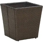 vidaXL Teepöytä ruskea 41,5x41,5x44 cm polyrottinki ja karkaistu lasi