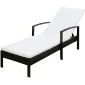 vidaXL liggestol med hynde polyrattan brun