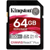 Kingston SD-muistikortti - - Canvas React Plus - 64 Gt - 300 MB/s - UHS-II U3 V90