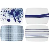 Royal Doulton Pacific -sekoituskuvioiset juustolautaset, 19 cm, sinivalkoinen, 4 kpl
