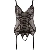 Cottelli Plus Size Korseletti ja Haarattomat Stringit - Musta - 3XL