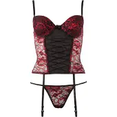 Cottelli collection Seksikäs korseletti sukkanauhaliiveillä Musta/punainen 80B/M
