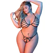Erotic Treasure Plus Size Strappy Rintaliivisetti - Musta - Plus Size