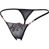 Cottelli collection Cottelli Haarattomat Stringit Punaisilla Strasseilla - Musta - M/L