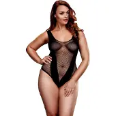 Baci Plus Size - verkkokankainen body - musta - XL-XXL