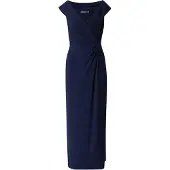 Ralph Lauren Jersey Off-The-Shoulder Gown - Navy - 36