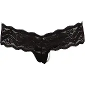Cottelli - stringit helmikoristeella - pitsi - musta - XL