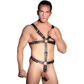 Zado - miesten nahkainen harness body - musta (S-L)