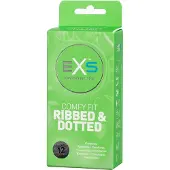 Exs 3in1 Comfy Fit Ribbed & Dotted Kondomit 12 kpl - Clear