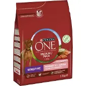Purina ONE Adult Medium/Maxi Sensitive Salmon with Rice, Koiran kuivaruoka, 2,5 kg