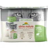 Almo Nature Holistic Cat Multipack Anti-Hairball nauta & kana 6 x 70g kissan märkäruoka