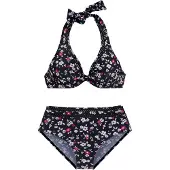 LASCANA Bikini vaaleanpunainen / musta / valkoinen