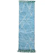 HK Living Käsin solmittu Käytävämatto 80x250 cm villa Sininen-turkoosi