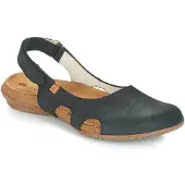 El naturalista for woman. 2N4132010005_001 Black Leather Sandals N413 Wakataua (37), Flat, Velcro, Casual