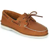 Timberland for man. TB0A43V98771 Brown leather boat shoes (46 W), Flat, Laces, Casual