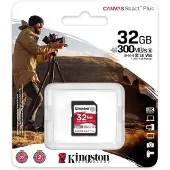 Kingston Canvas React Plus 32GB SD-kortti | SDHC UHS-II | 300R/260W U3 V90 | Full HD/4K/8K | SDR2/32GB