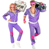 Finidi 80-luvun Verryttelypuku Violetti Naamiaisasu - Medium