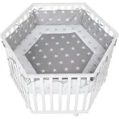 Roba Hexagon Leikkikehä Ja Pyörät & Reunapehmuste, Little Stars White