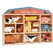 Tender Leaf Toys Display Shelf With 13 Wooden Animals - Farmyard - Multi/patterned - ONE SIZE