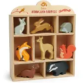 Tender Leaf Toys Display Shelf With 8 Wooden Animals - Woodlands - Multi/patterned - ONE SIZE