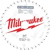 Milwaukee Pyörösahanterä, Ø190/30 mm, 40 td, 18V katkaisusahaan