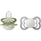 BIBS Supreme Glow 2-pack Symmetrisiä Silikonituttia Sage Cloud Sage Cloud 0+ Months Harmaa 0+ kuukautta Pojat, Tytöt