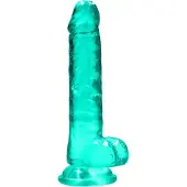 Realrock Realistinen dildo kiveksillä Crystal Clear 17 cm, vihreä