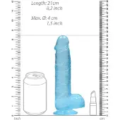 Realrock Super Flexible - Dildo kiveksillä 8" sininen, taipuisa, anatomisesti muotoiltu, stimuloiva
