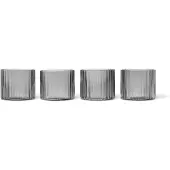 Ferm Living Ripple matalat lasit, 4 kpl, savunharmaa