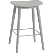 Muuto Fiber baarituoli matala Wood Base - 65 cm - Grey/Grey