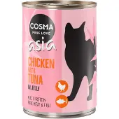Cosma 12 x 400g kana & tonnikala Asia hyytelössä kissanruoka