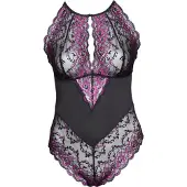 Cottelli Curves Plus Size Violetti Pitsibody - Musta - 3XL