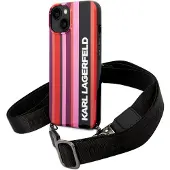 Karl Lagerfeld Color Stripes iPhone 14 -suojakuori, pinkki