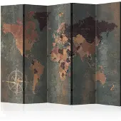 Artgeist Room Divider – Map In Browns And Greys 5-osainen sermi